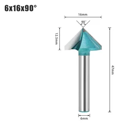 6mm V Bit CNC Solid Carbide End Mill Tungsten Steel Woodworking Milling Cutter 3D Wood MDF Router Bit 90 120 135 150 Degrees