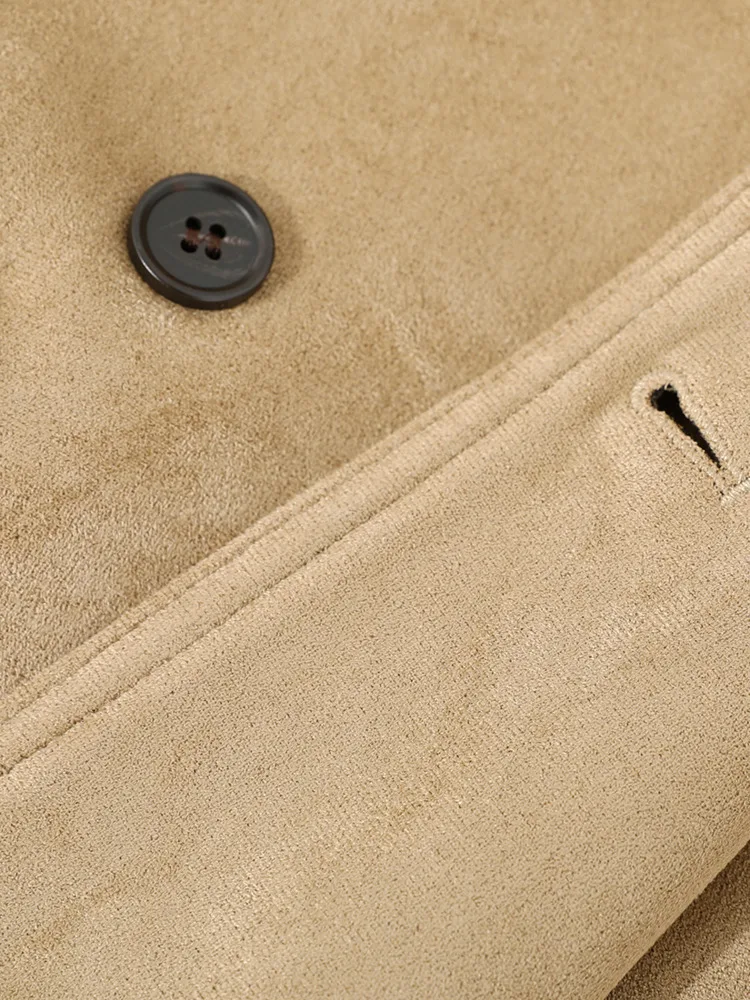 ZMEENNA レディース ショート フェイクスエード ダブルブレスト トレンチ ジャケット コート ベルト付き 秋のファッション オーバーコート カジュアル アウター ZM4288