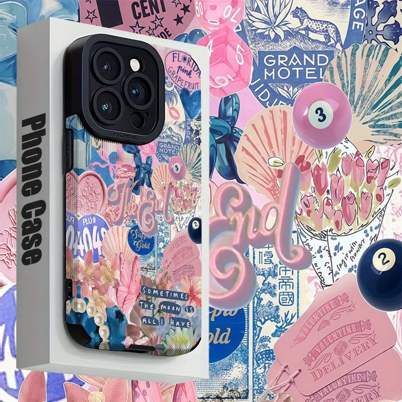 For Samsung S25 Pink Blue Fantasy Vintage Dreamy Matte Shockproof Design Compatible For Galaxy S25/S24/S23 and A Series Models