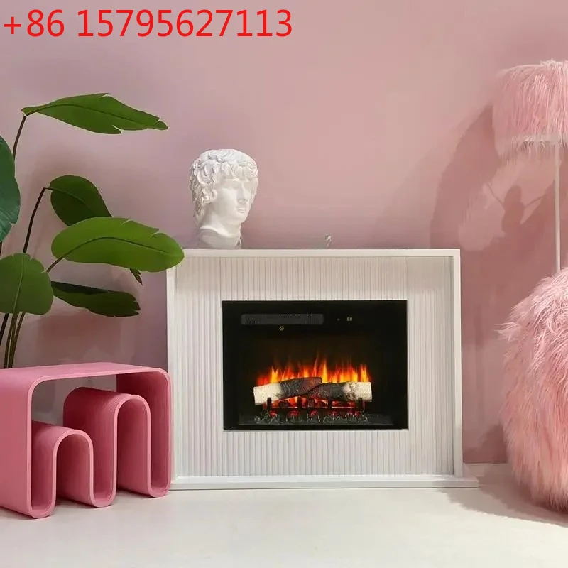 

French solid wood fireplace decorative cabinet French ivory white living room TV cabinet