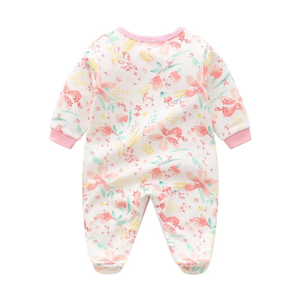 Baby Girl clothes Autumn Long Sleeves Rompers lily Flower Print Footies jumpsuit cotton Comfortable Toddler onesie underwear