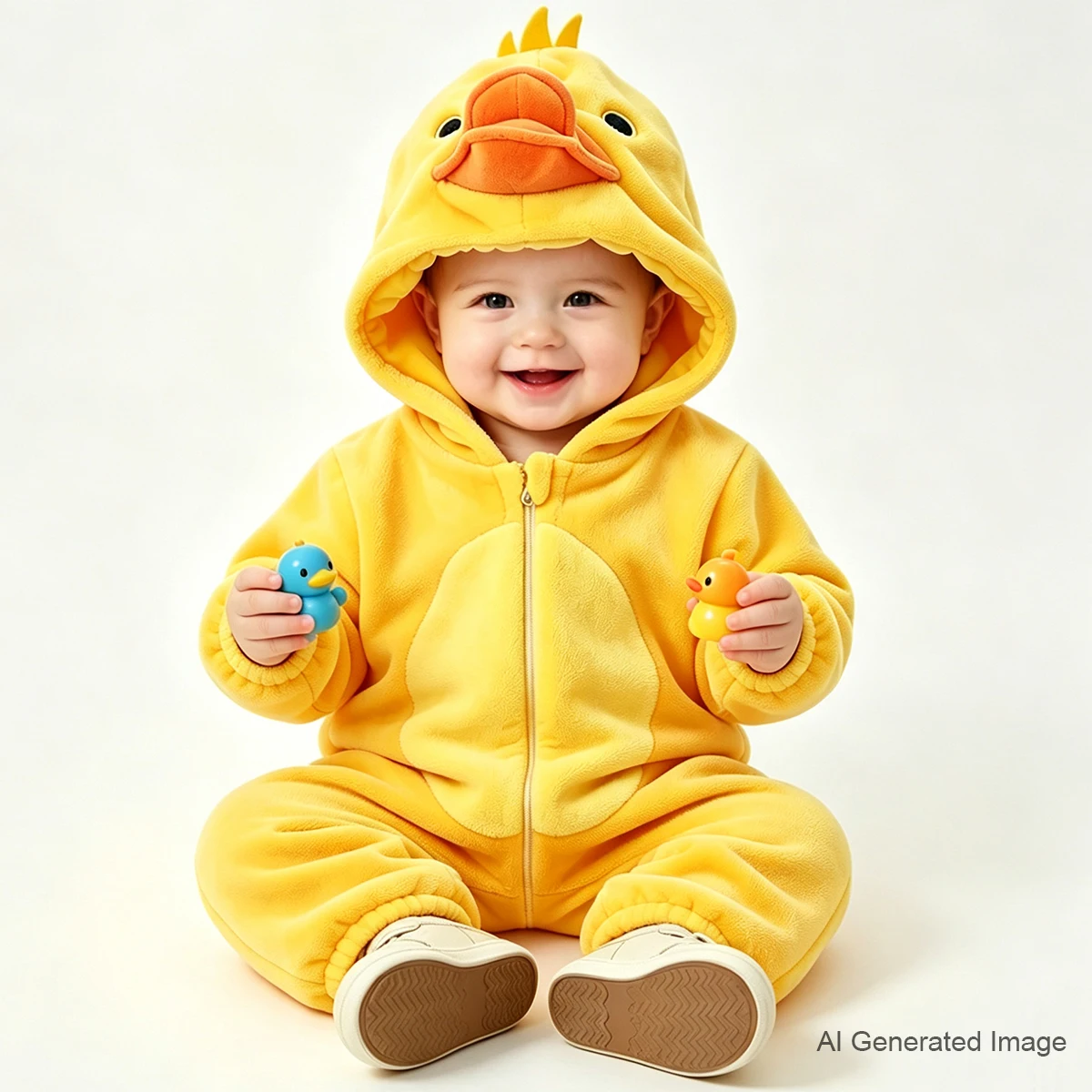 Umorden Warm Flannel Winter Romper Jumpsuit Outfit for Baby Boys Girls Infant Toddler Yellow Duck Costume One-Piece Hoodie 0-4Y