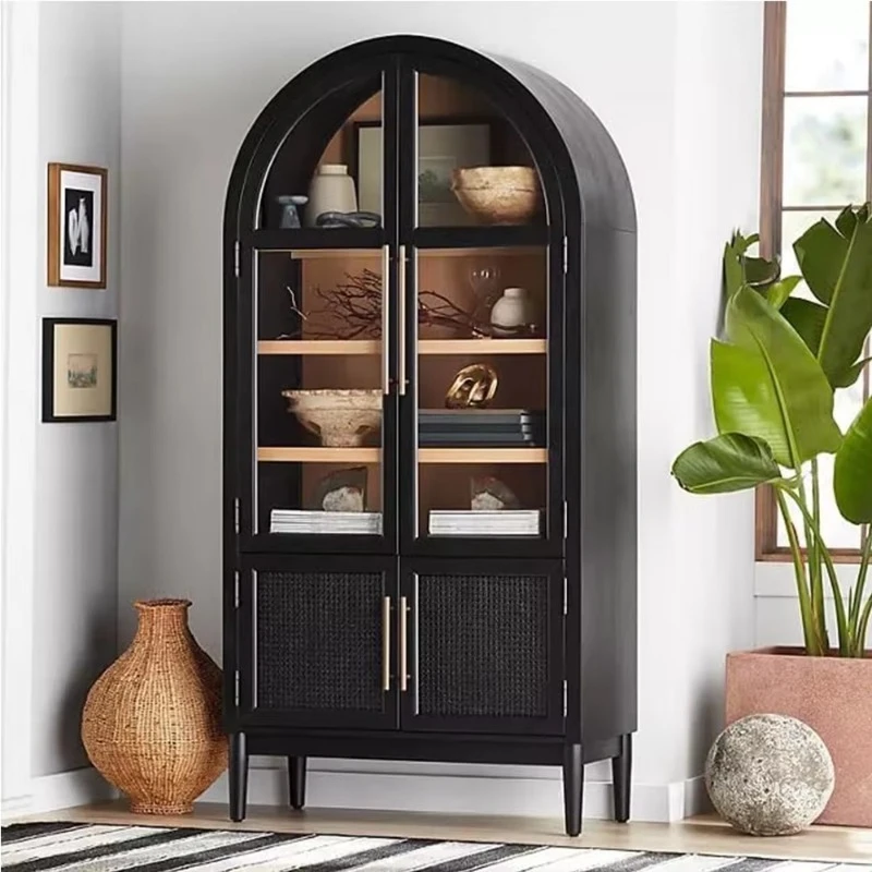 Modern style recessed display case with glass door with adjustable shelf