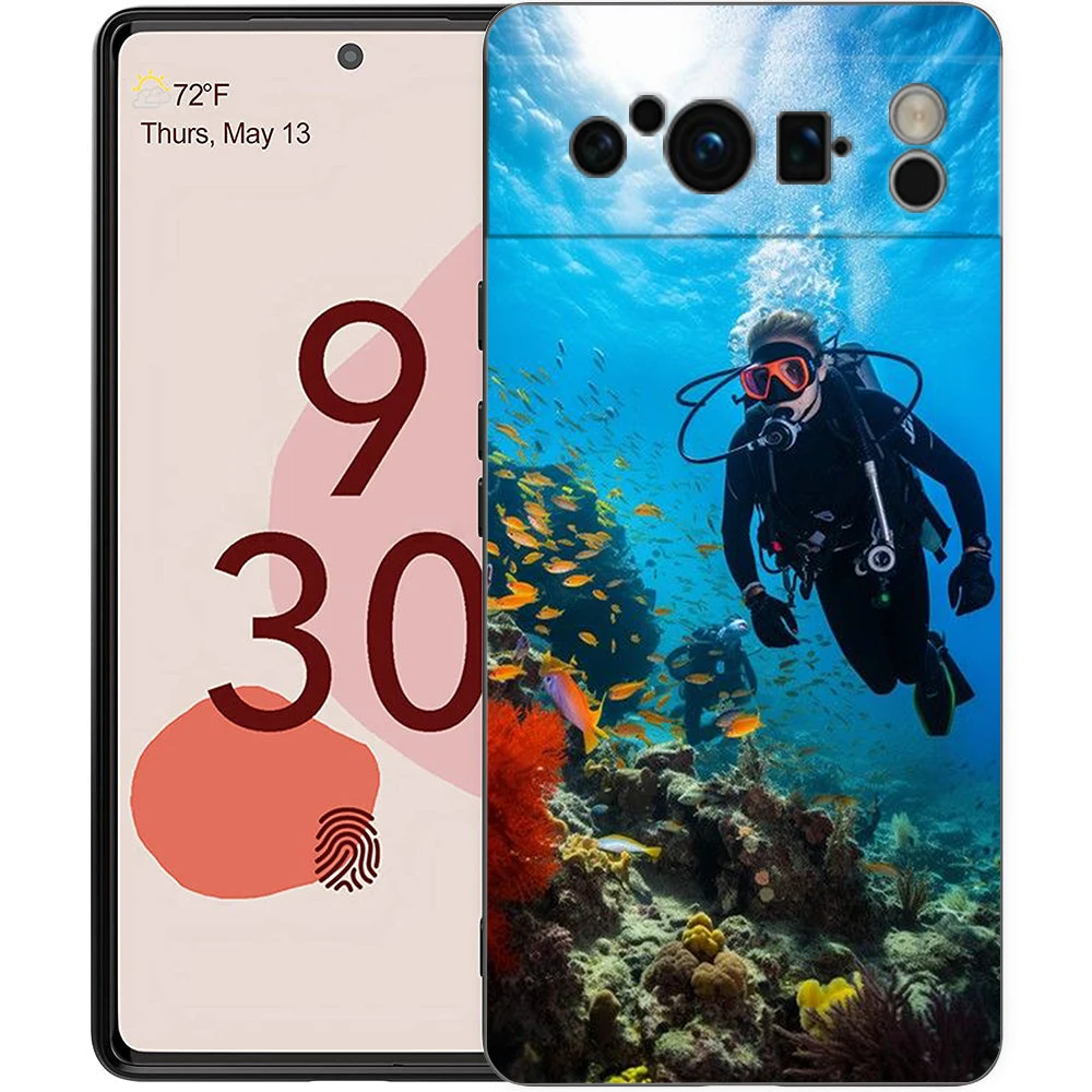 حافظة لهاتف جوجل بيكسل 9 8 7 6 برو XL 8A 6A 7A 5G غطاء أسود ناعم مقاوم للصدمات من البولي يوريثان الحراري