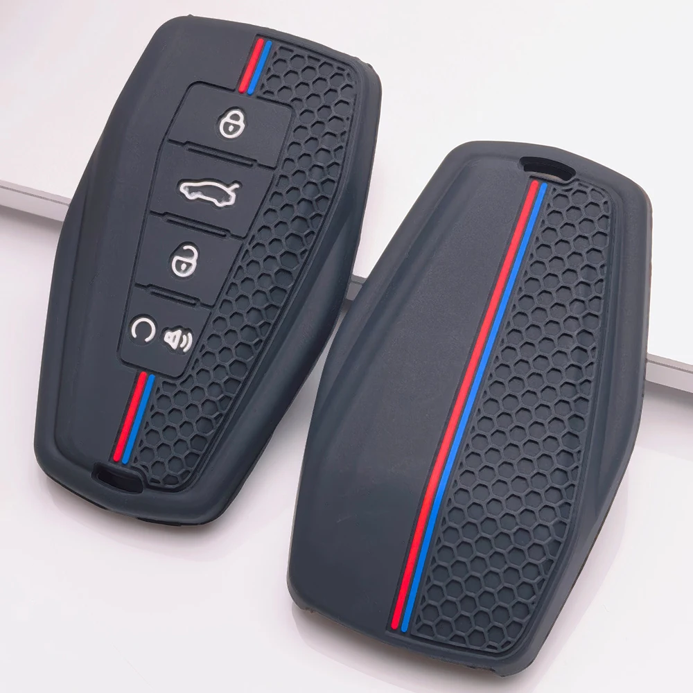 Honeycomb Silicone Car Key Fob Cover for Geely Emblem Coolray Emgrand GT GS S Manjaro Atlas Pro Shockproof Key Fob Cover