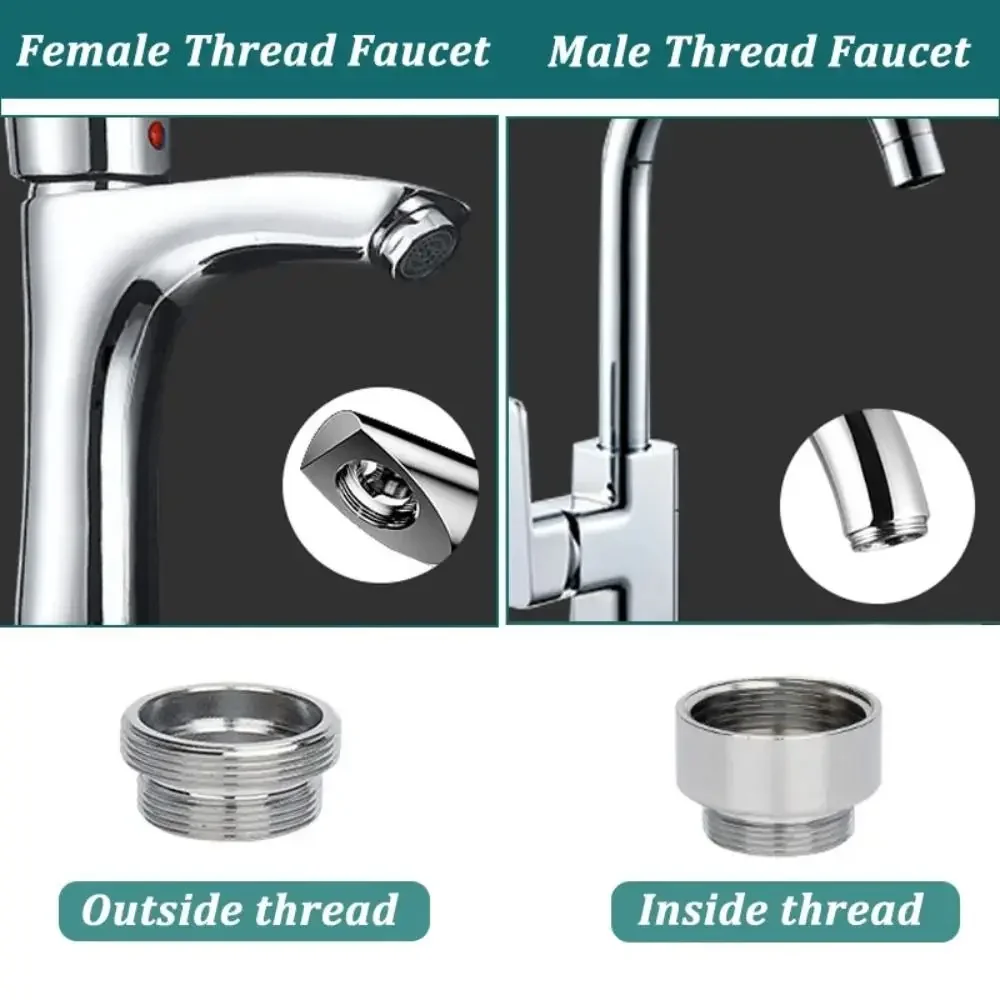 18/20/22/24mm To 22mm Water Filter Adapter Kitchen Faucet Saving Tap Aerator Connector Metal Bathroom Accessories With Washer