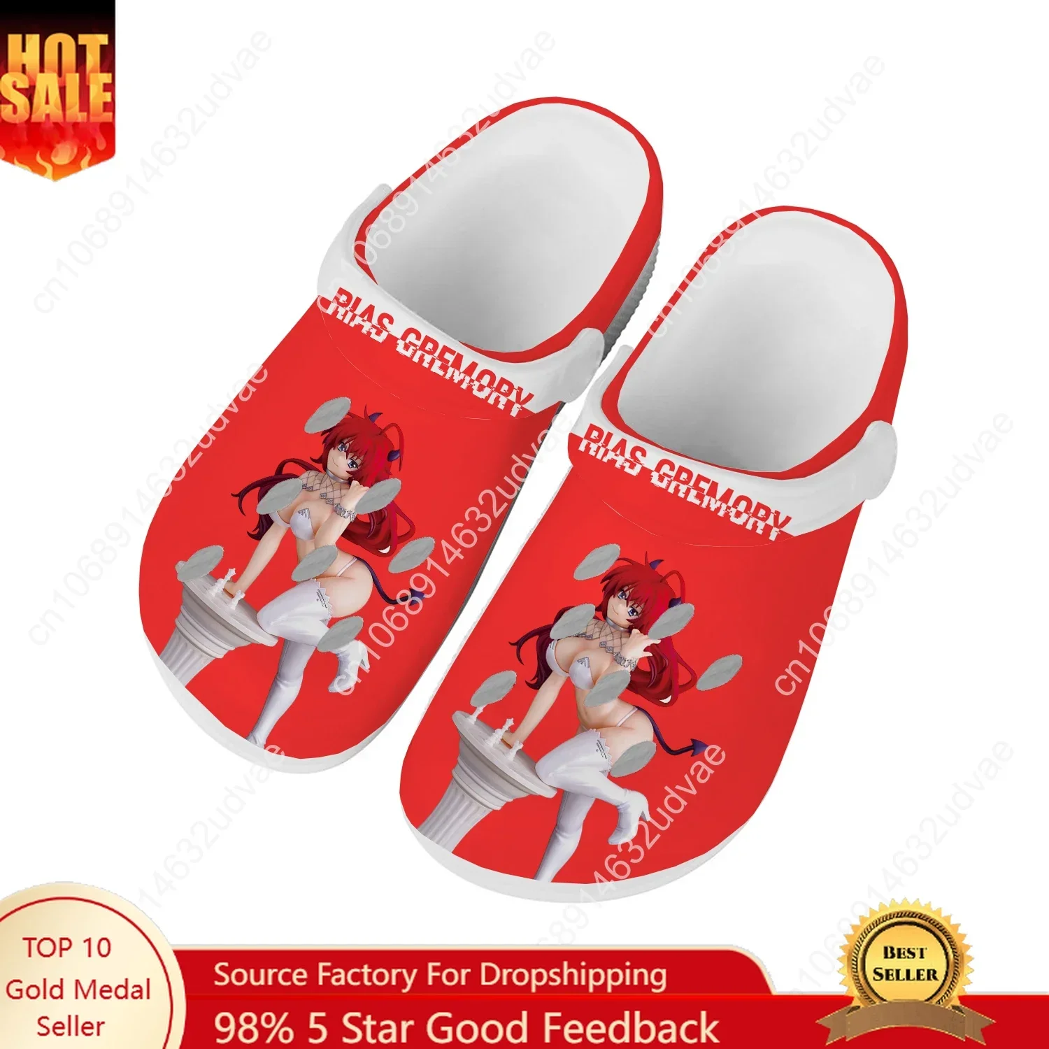 

High School DxD Rias Gremory Water Shoes Men Women Teenager Home Garden Clogs Custom Sandals Beach Breathable Hole Slippers