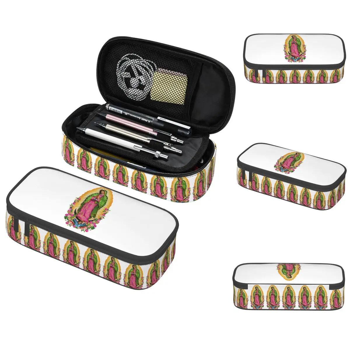 

Религиозный католический пенал с изображением Девы Гваделупской для подарков, коробка для ручек, сумка для карандашей, канцелярские принадлежности, сумка-держатель для ручек