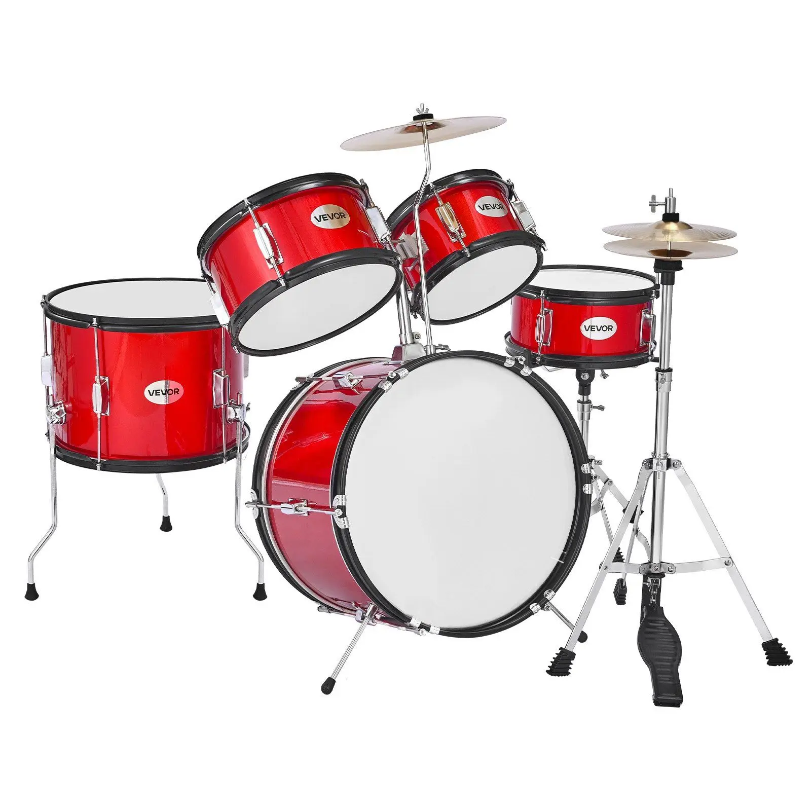 

Kids Drum Set 5-Piece Junior Musical Drum Kit with 16 in Bass Drum (Red)