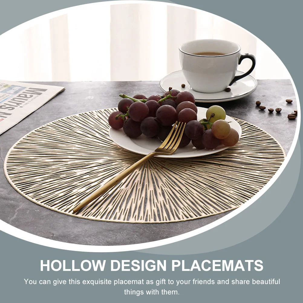 

2pcs Round PVC Placemats Heat Insulation Dining Table Hollow Mats Gifts Parties Hotels Restaurants Family Gatherings Buffets