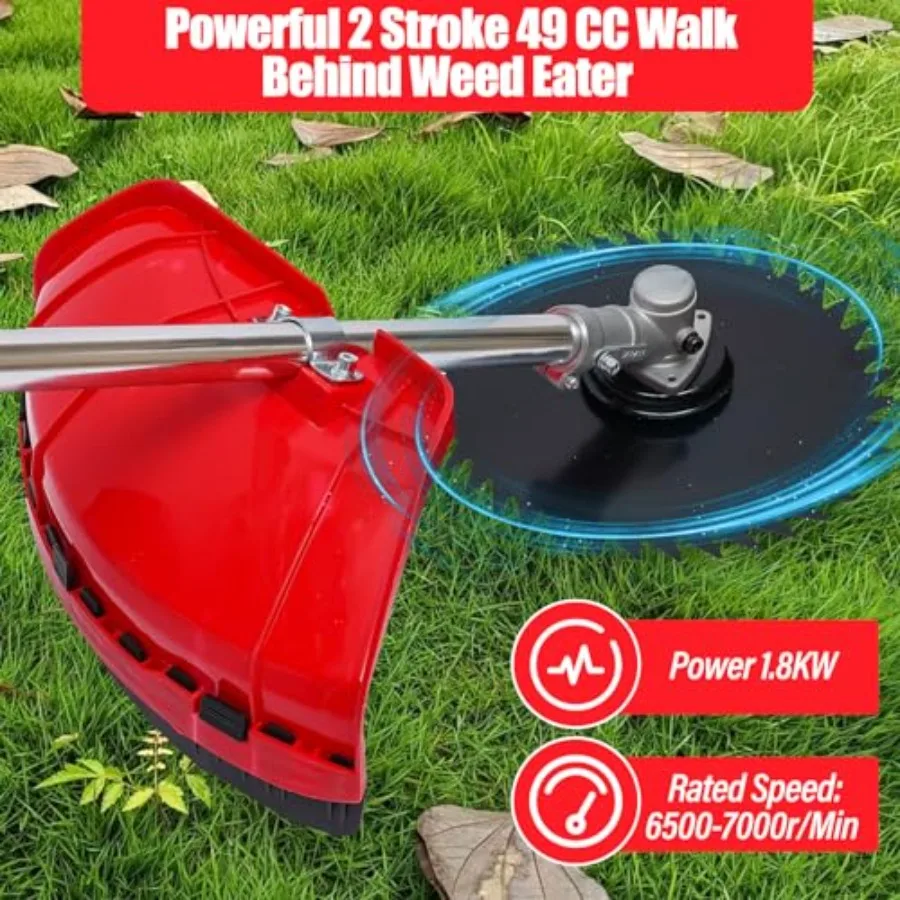 Mesin Pemotong Rumput Dorong 2 Tak 49 CC Berbahan Bakar Bensin dengan Motor Kecepatan Tinggi 6500-7000 Rpm dan Tangki Bahan Bakar 0.95L untuk Efisiensi Tinggi