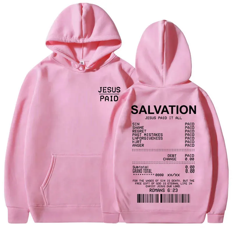 Christian Salvation Jesus Paid It All Bible Verse Bluza z kapturem Mężczyźni Kobiety Moda Casual Oversized Bluza Tops Męskie bluzy z polaru