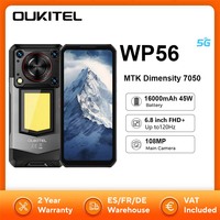 OUKITEL WP56 5G Rugged Smartphone MTK Dimensity 7050 16000mAh 45W 36GB+512GB 6.8“FHD 120Hz 108MP Camera Android 15 Mobile Phone