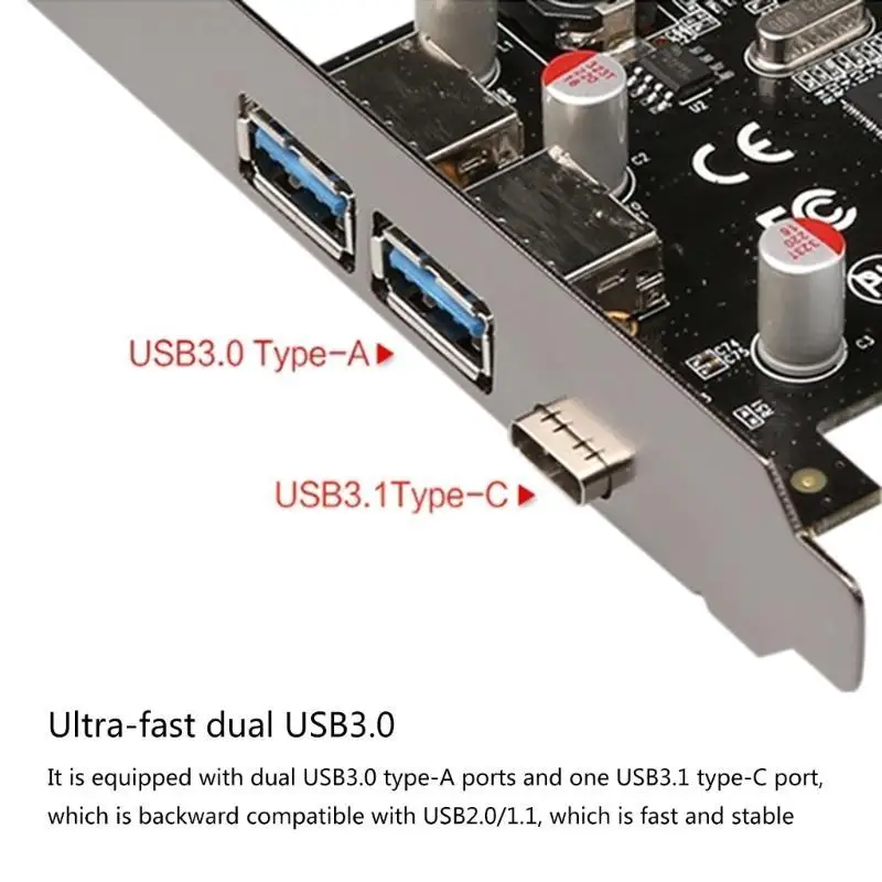 PCIE-2A1C PCIE 1X to USB3.1 Front Type C Expansion Card USB3.0A Internal