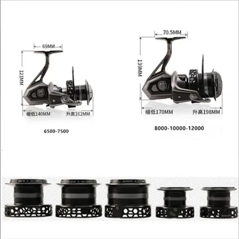 AS Aosha Okuma spinnrock, helt i metall med långt utkast, mattgrå fiskelina, vattendroppshjul, fiskeutrustning för ankarfisk 12 best sales Okuma-rulle - №6