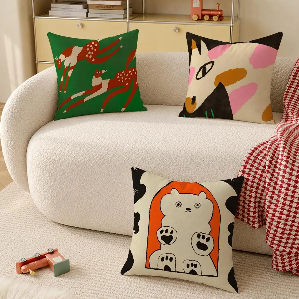 Vantage Abstract Anime Cute Pet Cat Dog Cushion Cover Pillow Cover Decorative Throw Couch Home Decor for Living Room Sofa