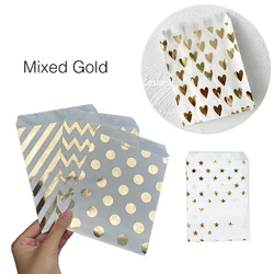 10pcs/pack 18cm Gift Bags Paper Pouch Rose Gold Paper Food Safe Bags Birthday Wedding Party Favors Gift Bags Packing for Guests