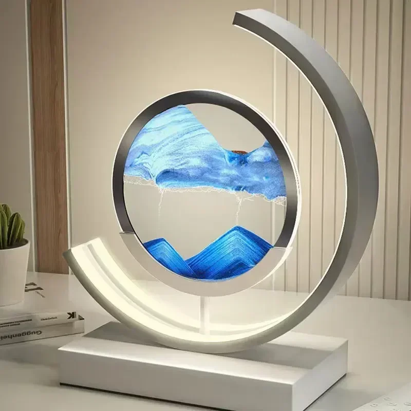 2026Moving Sand Art Table Lamp Quicksand Night Light 3D Sandscape Hourglass Bedside Lamps Flowing Sand Painting Home Decor Gifts