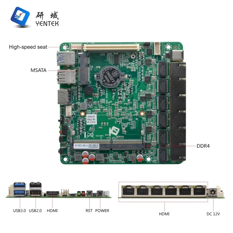 Новый сетевой сервер Yentek Pfsense 5205U RAM DDR4 MSATA Win 10 Linux 6 LAN Промышленная материнская плата Mini Itx с брандмауэром