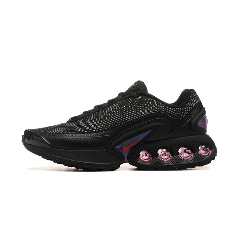 

Nike Air Max DN, черные, фиолетовые, мягкие, противоскользящие, прочные, с мягкой сеткой, дышащие, низкие, спортивные кроссовки для отдыха