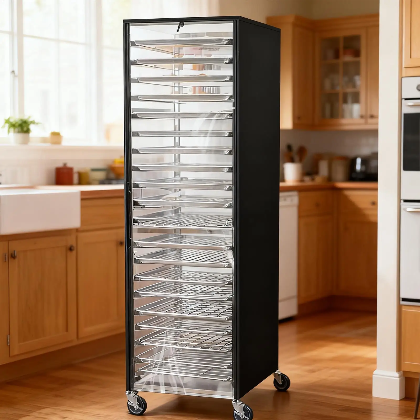 

Sheet Pan Rack Cover Waterproof Dustproof Protection With Clear Window Pan Sheet Rack Cover For Home Kitchens Fall Winter Summer