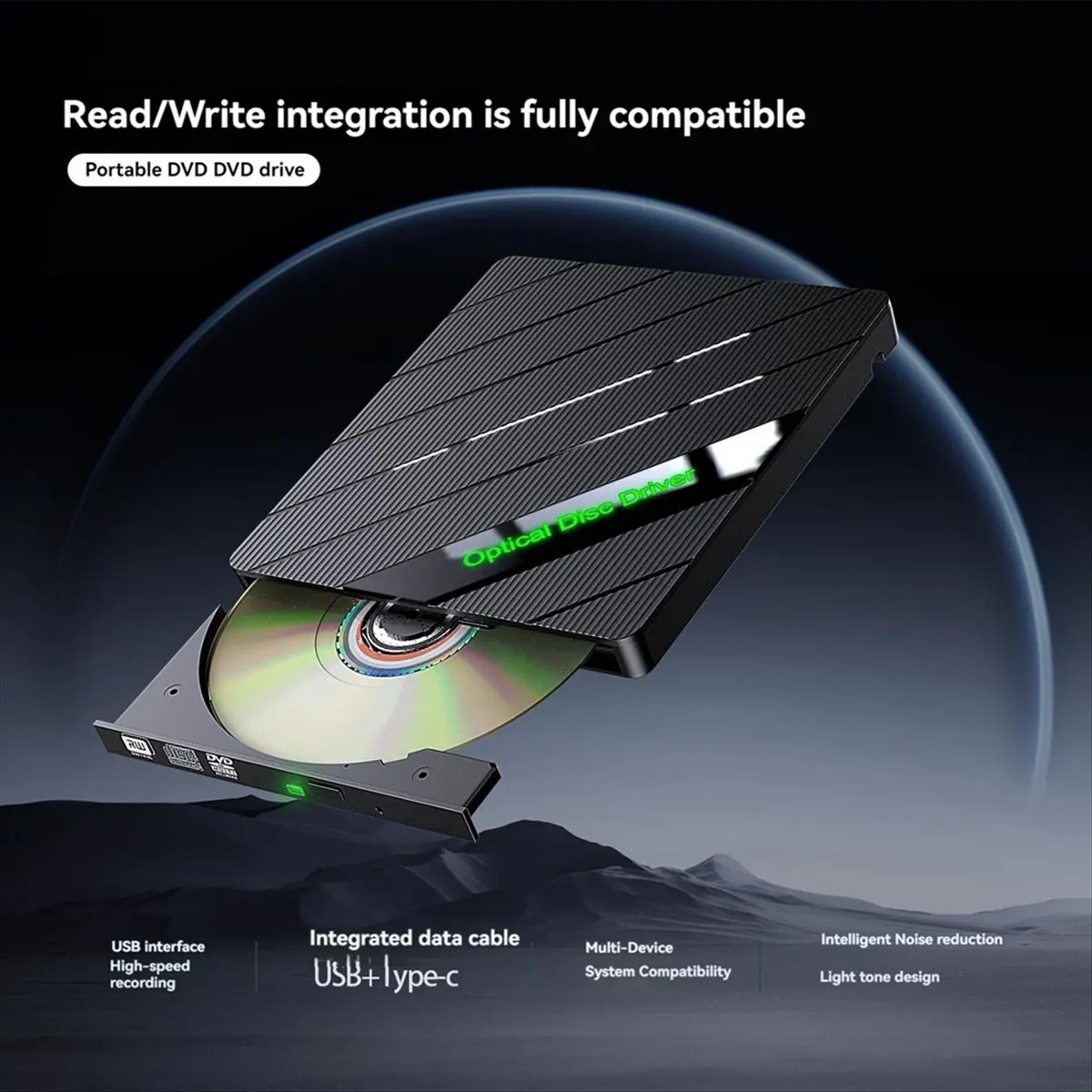 OK External CD DVD Drive USB3.0 Type C Optical Drive CD/DVD-RW Player Burner/Writer/Reader for Laptop PC Window