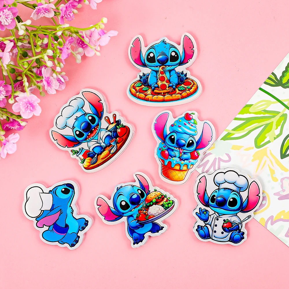 

1pc/6pcs Disney Stitch Fridge Magnet Cute Endearing Decorative Kitchen Accessory Practical Adorable Refrigerator Sticker