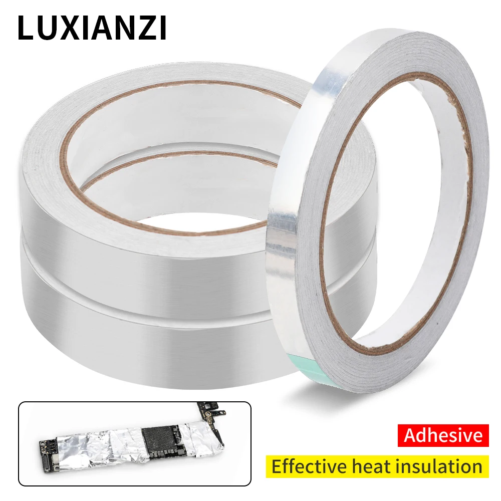 

LUXIANZI Conductive Aluminum Foil Tape High Temperature For Phone PCB Welding Repair Tool Heat Insulation Tin Foil Tapes 20/40M