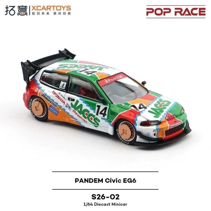 

XCARTOYS POP RACE 1/64 Honda Civic EG6 Metallic Cars Alloy Motor Vehicle Diecast Metal Model Kids Gift Toys for Boys