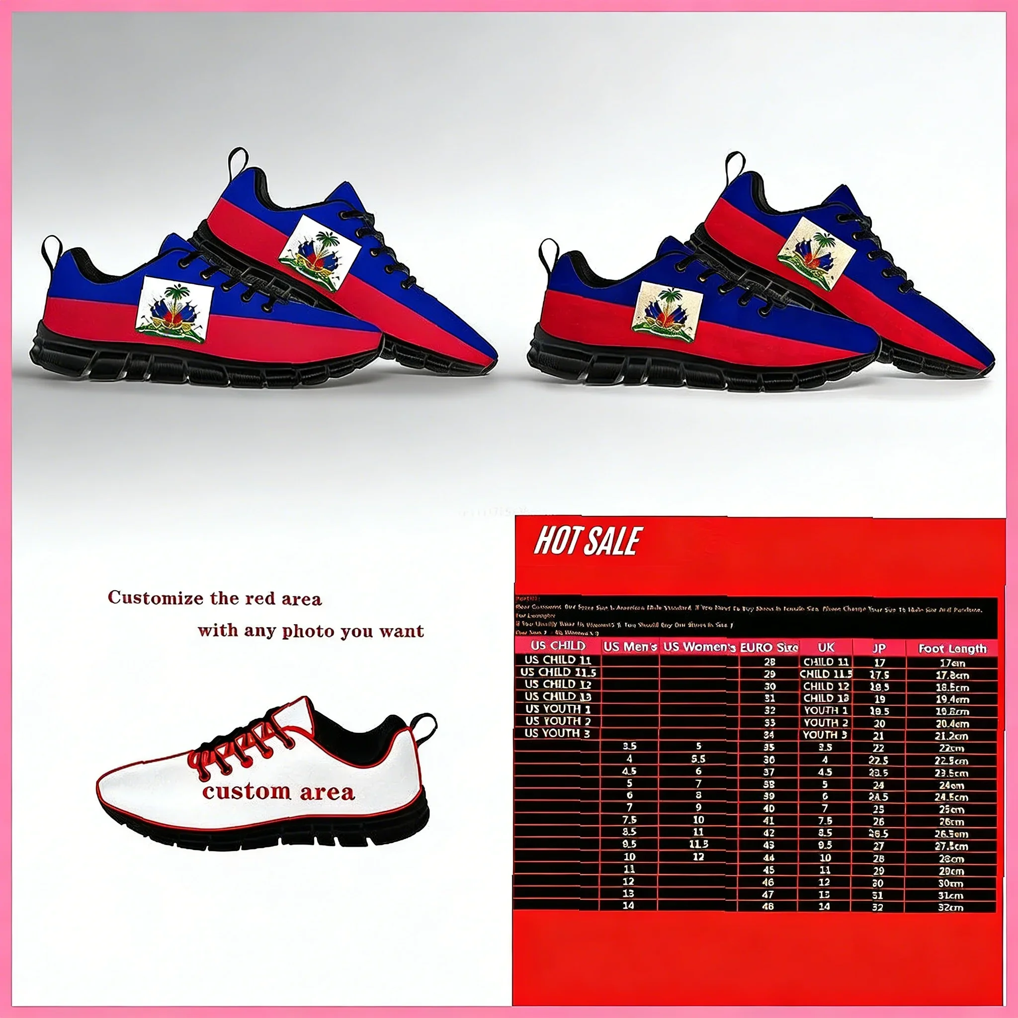 

Кроссовки с флагом Гаити на заказ, удобные прогулочные кроссовки с эластичными шнурками для мужчин, женщин и пар