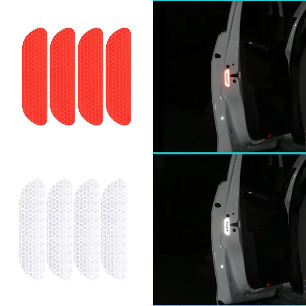 4Pcs Universal Auto Car Door Open Sticker Reflective Tape Safety Warning Decal