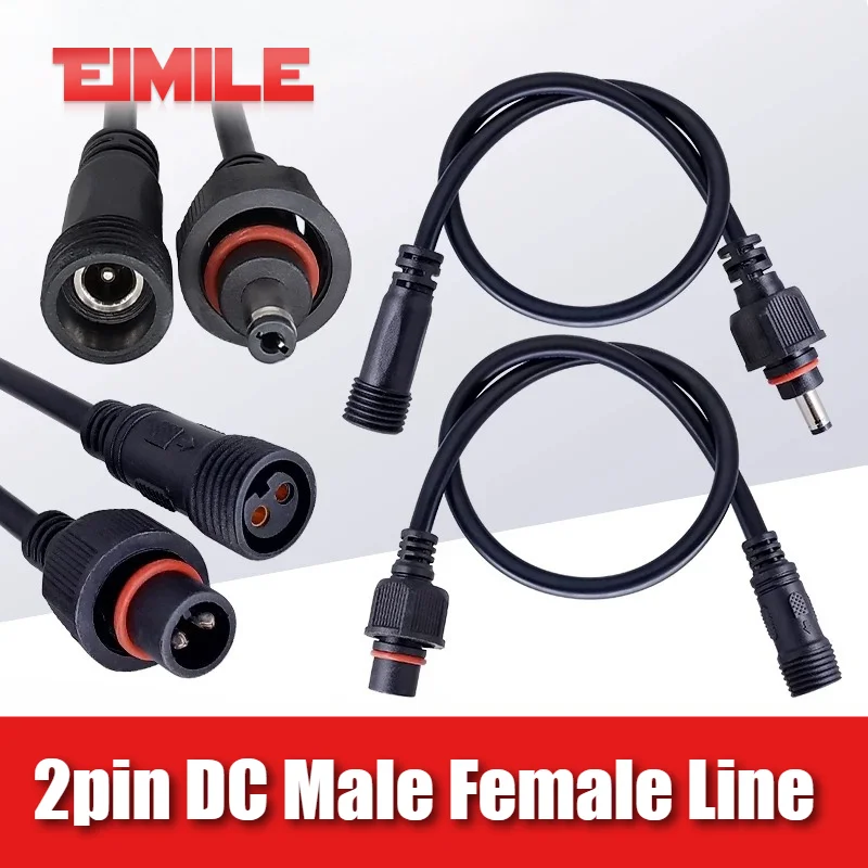 Waterproof 2Pin DC 1 to 2 Parallel Extension Cable Connector 2pin DC Male to Female Plug Intelligent Solar Light Conversion Line