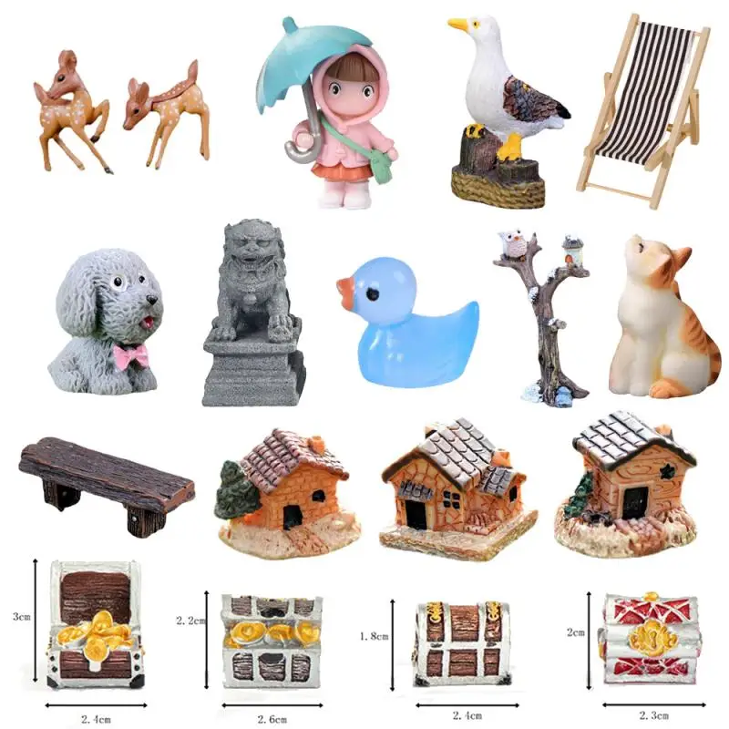 Treasure Box/Deer/Beach Chair/Turtle/House/Stool/Girl Doll Simulation Fish Tank Micro-landscape Decoration Aquarium Ornament