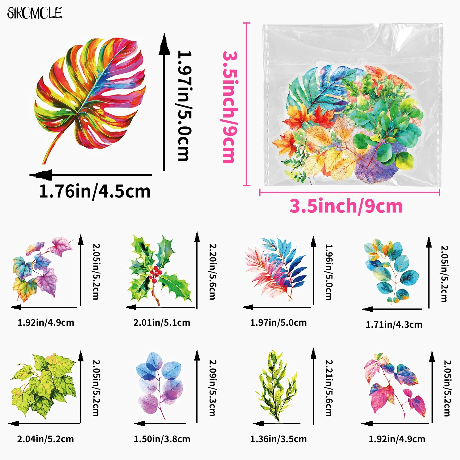 50 sztuk kreatywny liść grzybów przezroczysta roślina naklejka dla zwierząt domowych materiał dekoracyjne DIY laptopy deskorolki naklejki naklejki Graffiti