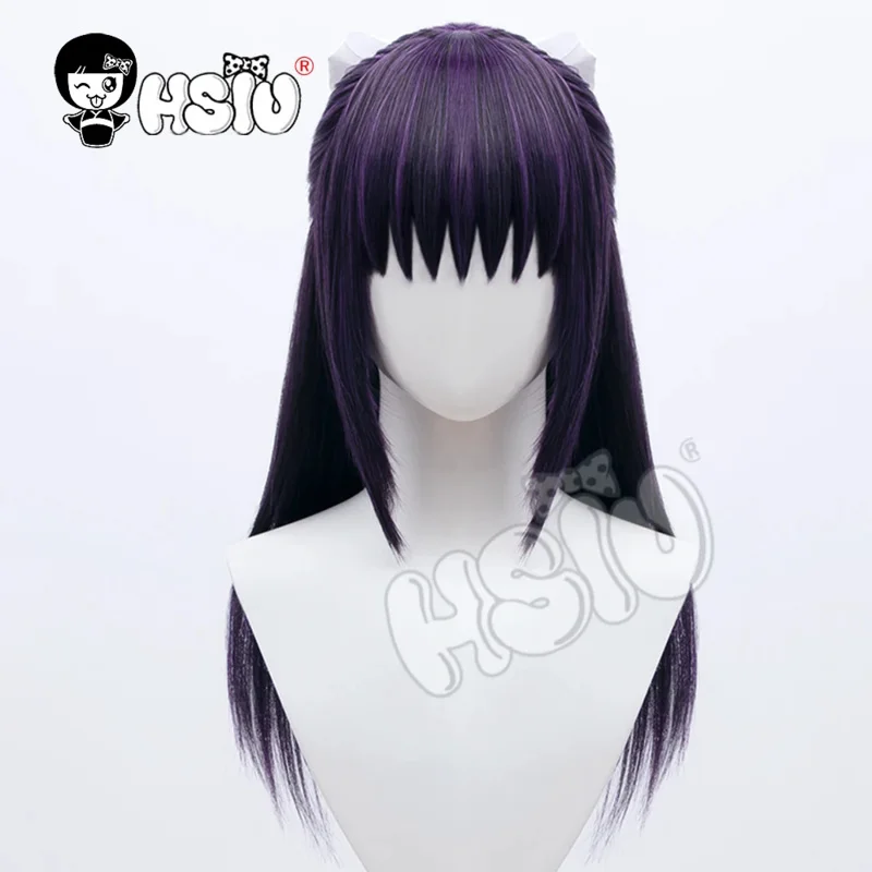 Iori Utahime Cosplay Perruque, Jujutsu Kaimmense, HSIU, Noir et Violet, Cheveux Longs Mélangés, Arc Blanc Gratuit, Accessoires pour Cheveux, Filet Ultraviolette