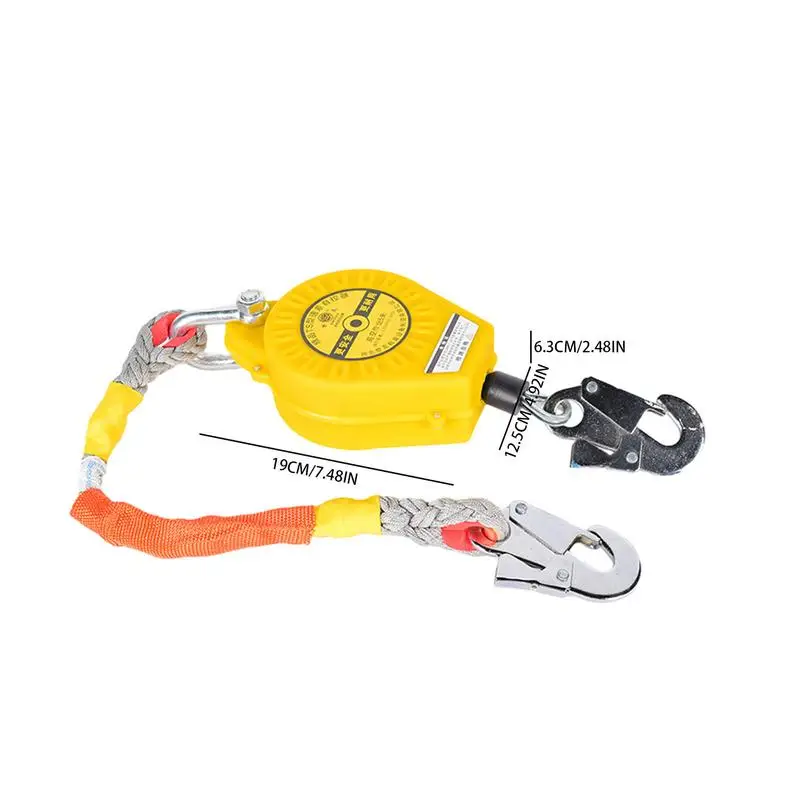 Fall Protection Rope 330.7 LBS 150 Kg Retractable Lifeline Fall Arrest System Anti-Rotation Steel Wire Rope Quick-Action Braking