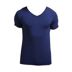Summer Round Neck Tight Men's Short-Sleeved V Neck T-Shirt Pure Color Vest T-Shirt Slim Sports Bottoming Sweatshirt
