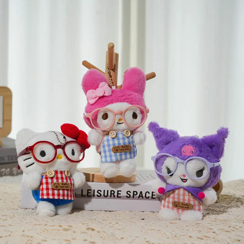 

Милый плюшевый брелок Sanrio Kuromi Hello Kitty, очаровательный подвес для сумки, украшение для рюкзака, миниатюрная мягкая кукла-шарм для девочек