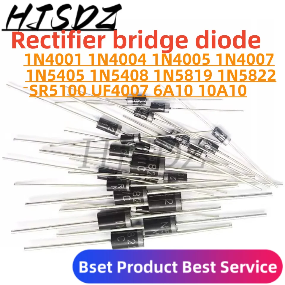 High Quality Rectifier Diode 1N4007 10A10 1N5819 1N4001 1N5822 1N4004 1N4005 1N5404 1N5408 6A10 UF4007 SR5100