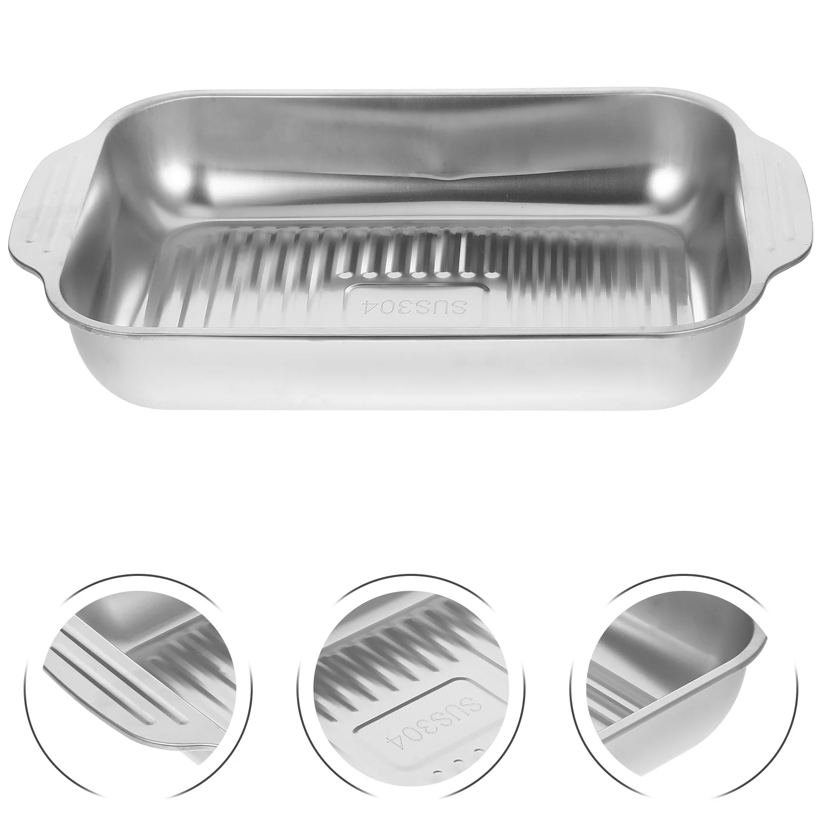 

Stainless Steel Fish Baking Tray Rectangular Deep Roasting Pan Broiler Pan Oven Grill Plate Bbq Serving Tray Bbq Plate