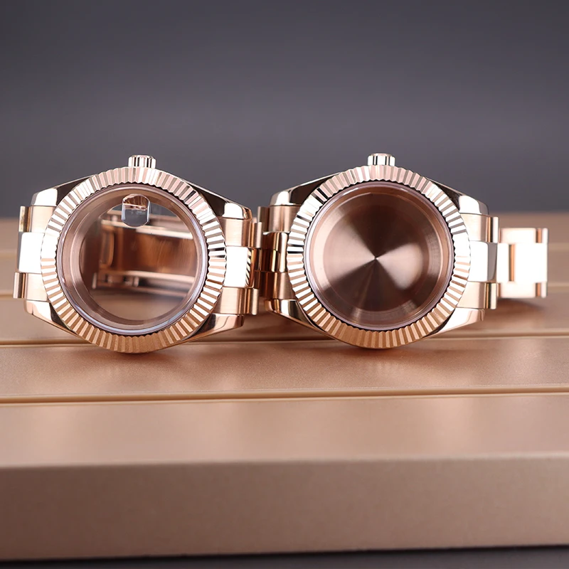 

Rose Gold 36mm 40mm Watch Case Bracelet Parts For Seiko NH35 NH34 NH36 Miyota 8215 Movement 28.5mm Dial 100M Waterproof Day-Date