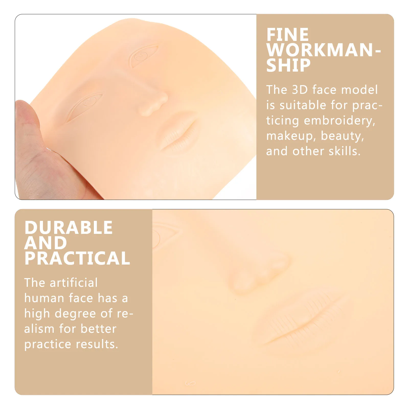 

3 Pcs Models Face Practice Skin for Makeup Faux Trainning Board Mannequin Silicone
