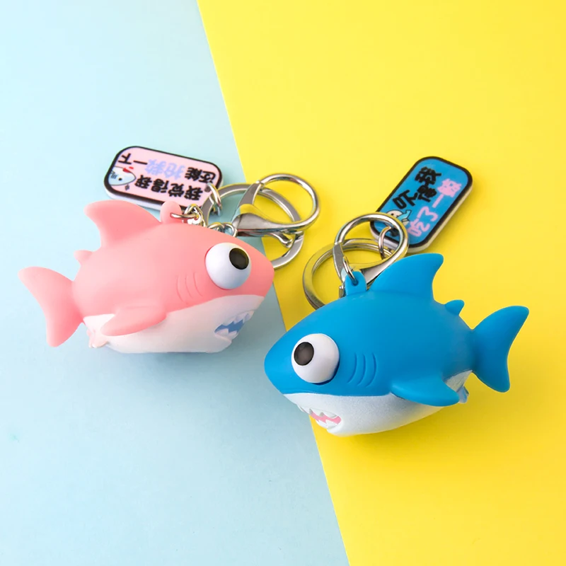 Engraçado Tubarão Boneca Ansiedade Chaveiro, Pingente de desenhos animados, Criativo Toy Car Keyring Feminino e Masculino Keyring, Casal saco