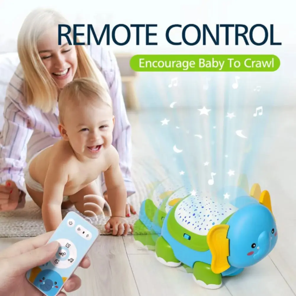 Light Sound Remote Crawling Elephant Colorful Light Up Timer Function Baby Crawling Toys Musical Elephant Tummy Time