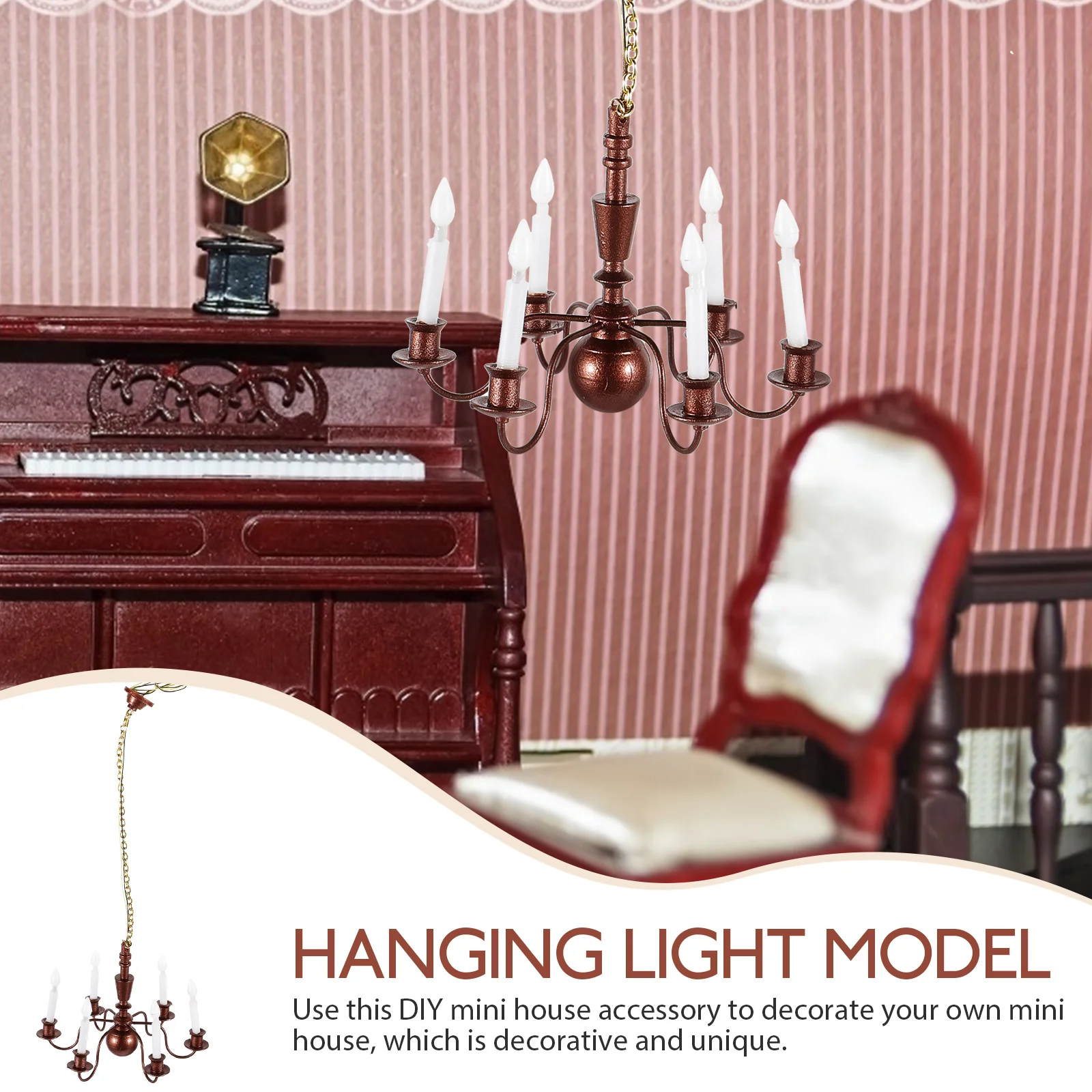 Model Chandelier Car Dollhouse Furniture Batteries Mini Ceiling Lamp Sand Table Decorative DIY Light Tiny