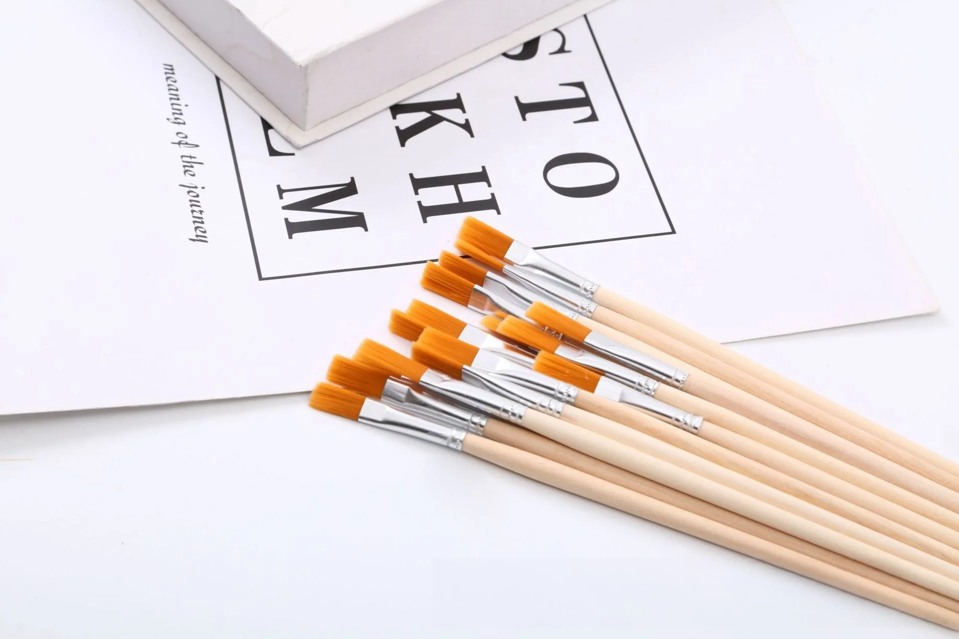 10 Stück/30 Stück/50 Stück/100 Stück Flachpinsel mit Nylonborsten Reihenpinsel Spitzenpinsel Linienzeichnungsstift – Detail 2