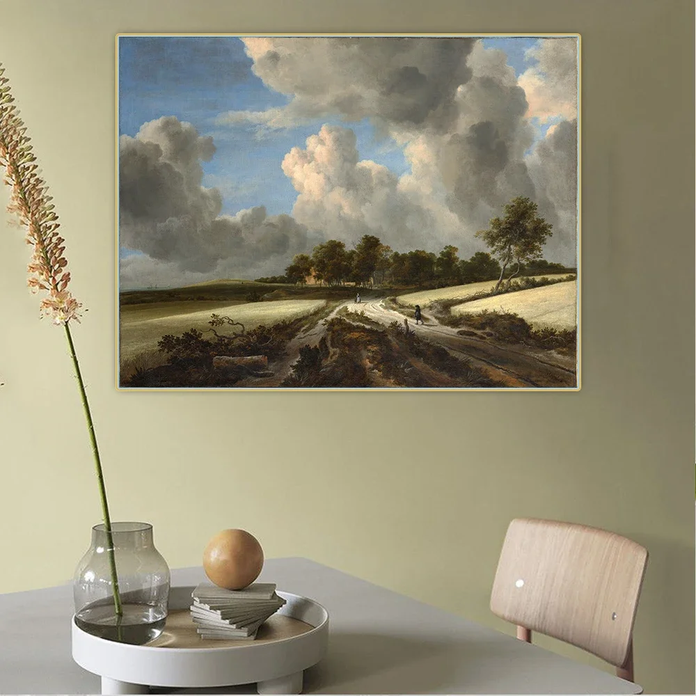 Jacob van Ruisdael《Wheat Fields》Canvas Oil Painting Artwork Aesthetic Poster Picture Wall Hanging Decor Home Decoration