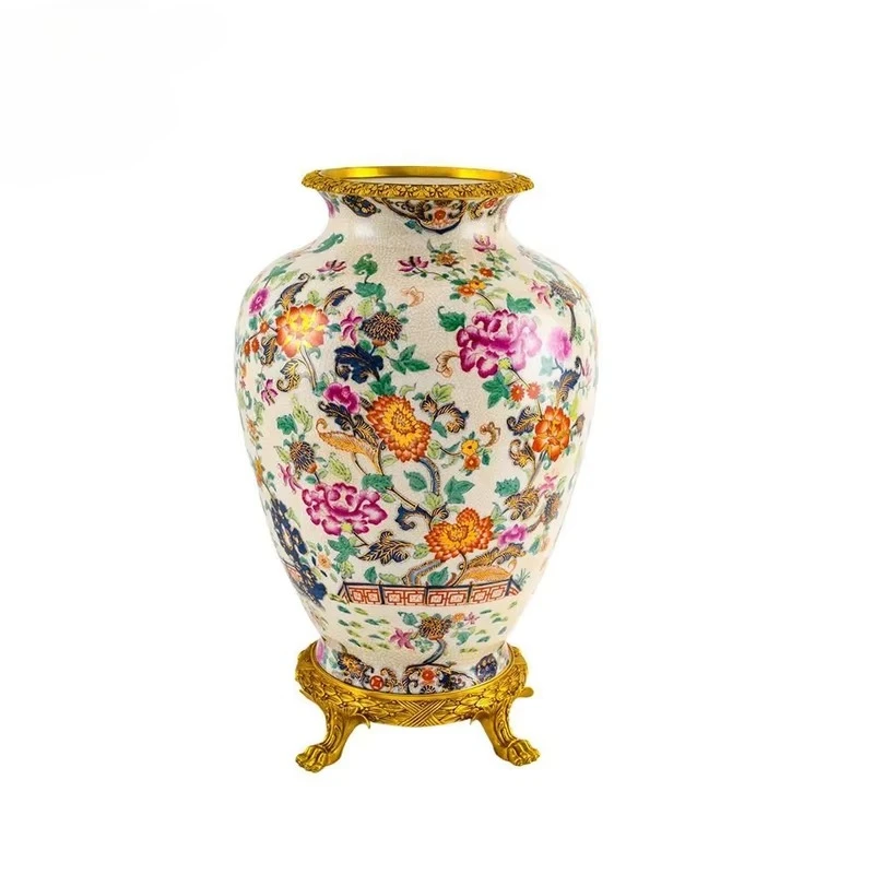 &c American Style High-End Large Ceramic Vase Vintage Luxury Porcelain Art Decor Design for Living Room Tall Tabletop Decor
