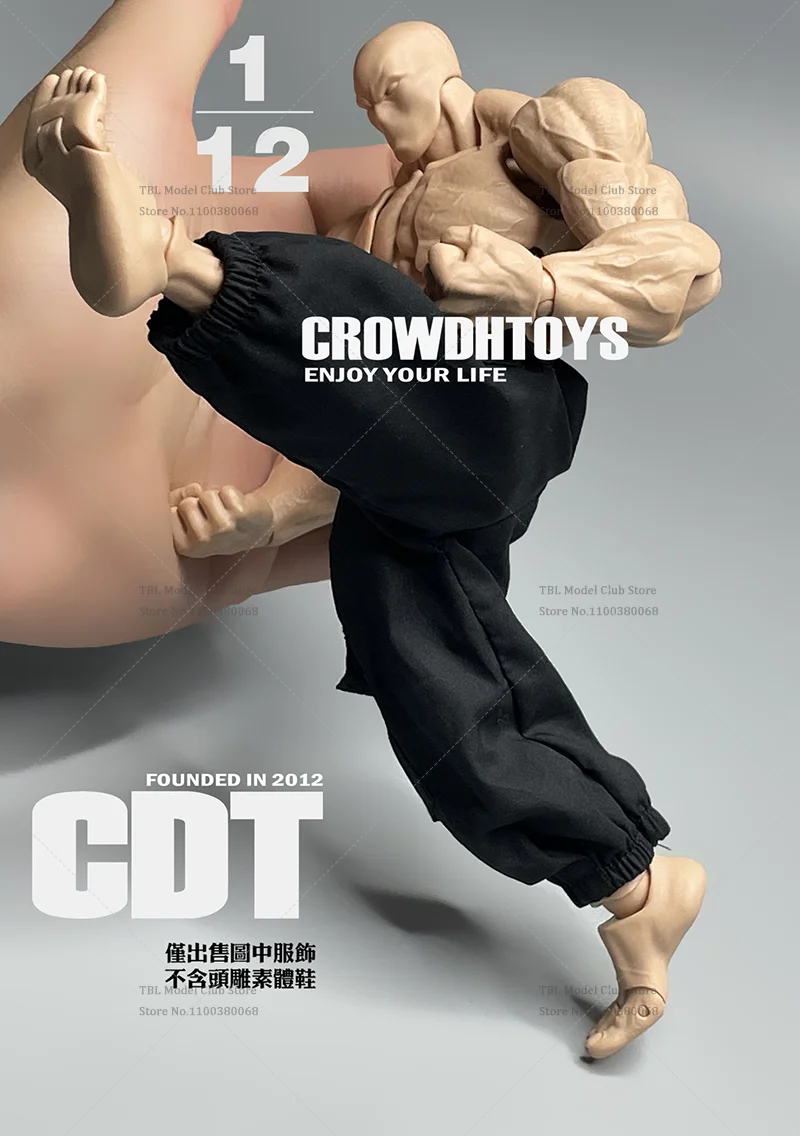 1/12 Scale Male Clothes Khaki/Black Minimal Cargo Pants For 6-inch Action Figure Soldier Romankey Strong Muscular Body Type