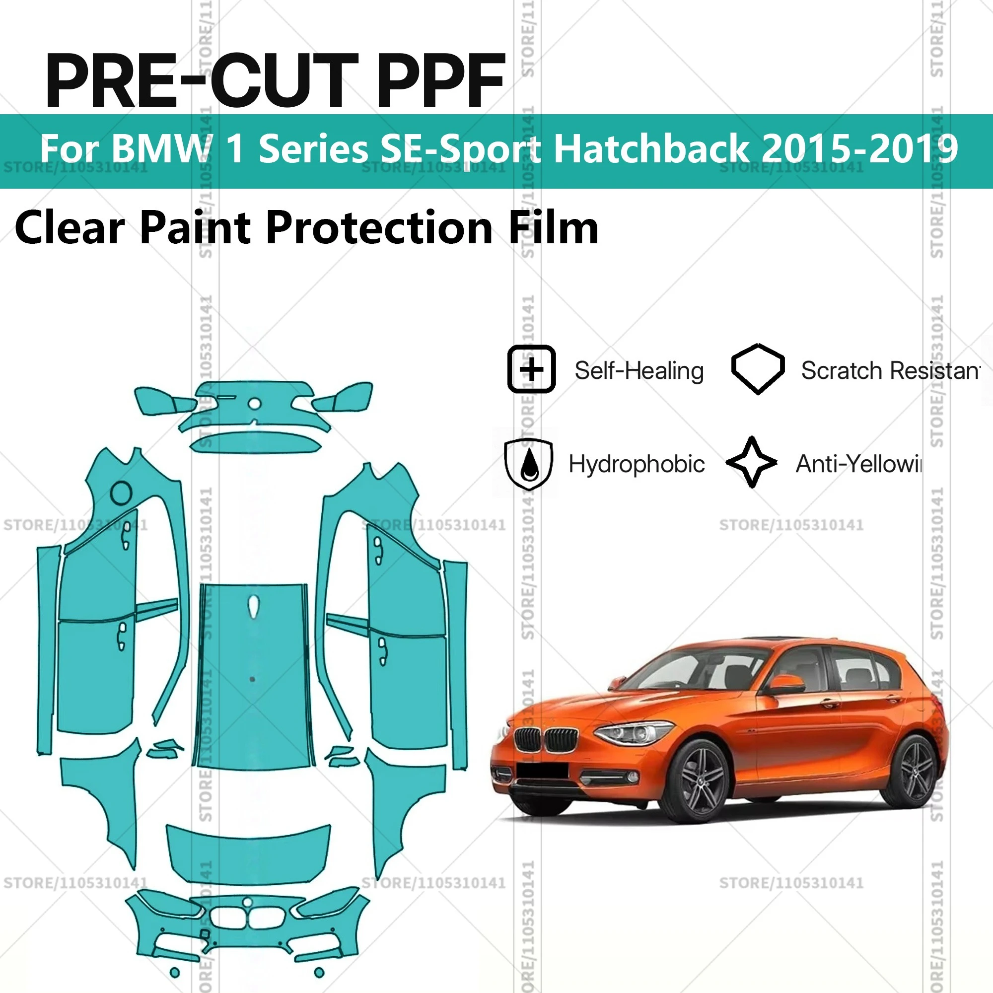 For BMW 1 Series SE-Sport Hatchback 2015-2019 Pre-Cut Paint Protection Film PPF Transparent Car Film Automotive PPF